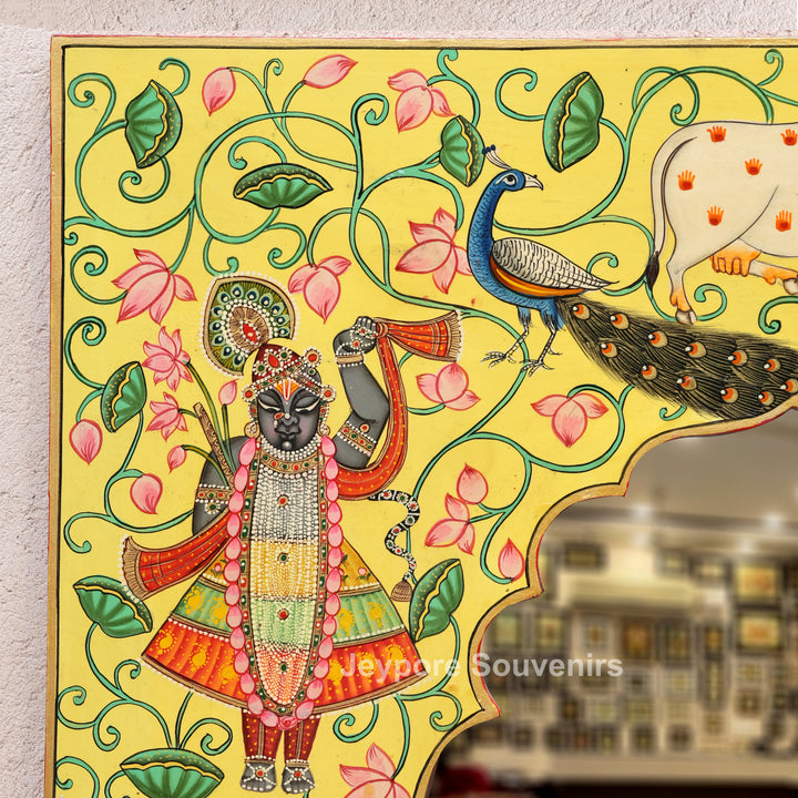 Handcrafted Pichwai Shrinathji Jharokha Wall Mirror
