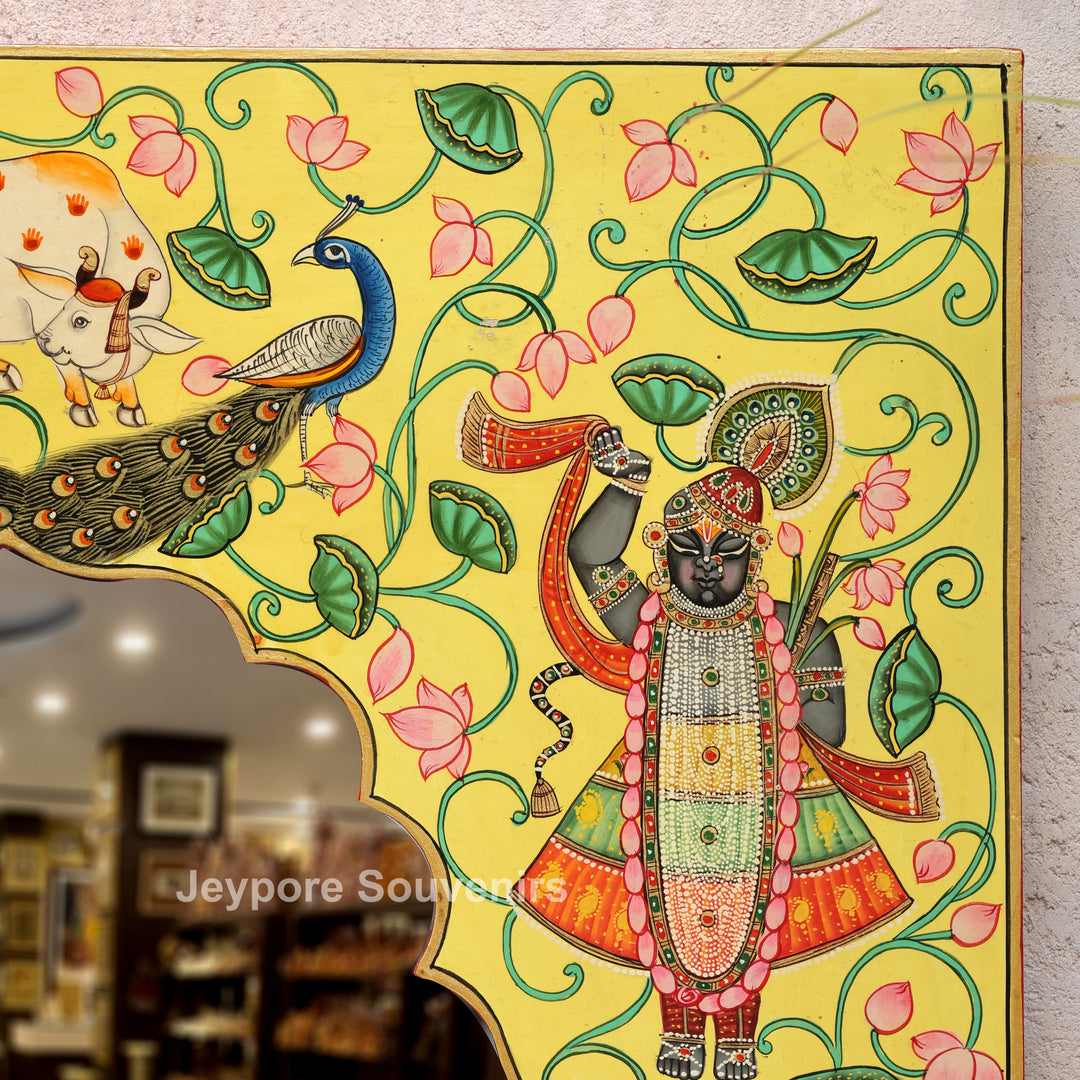 Handcrafted Pichwai Shrinathji Jharokha Wall Mirror