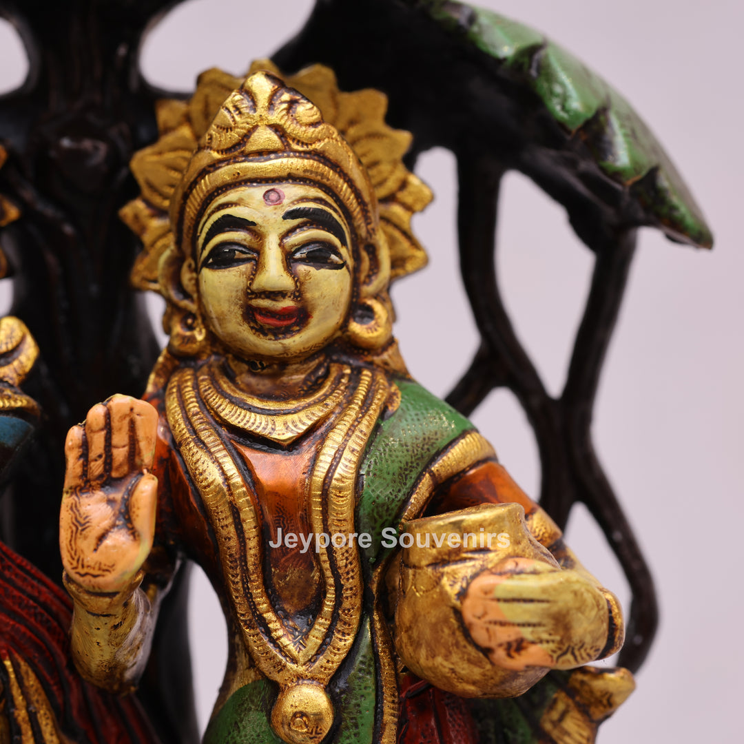 8" Hand-Painted Brass Radha Krishna Statue