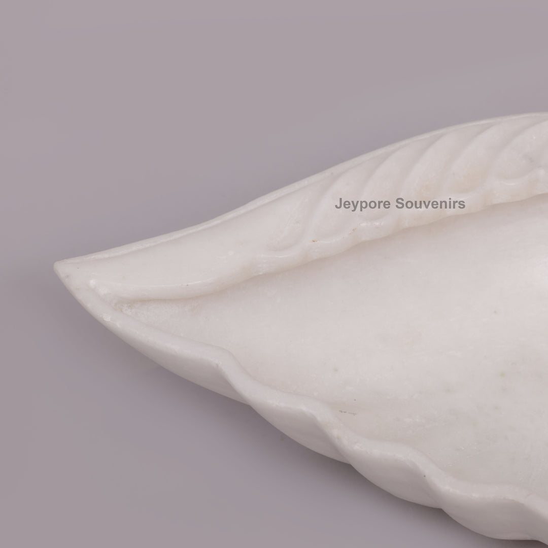 Hand-Carved White Marble Conch Shell Decorative Urli Bowl