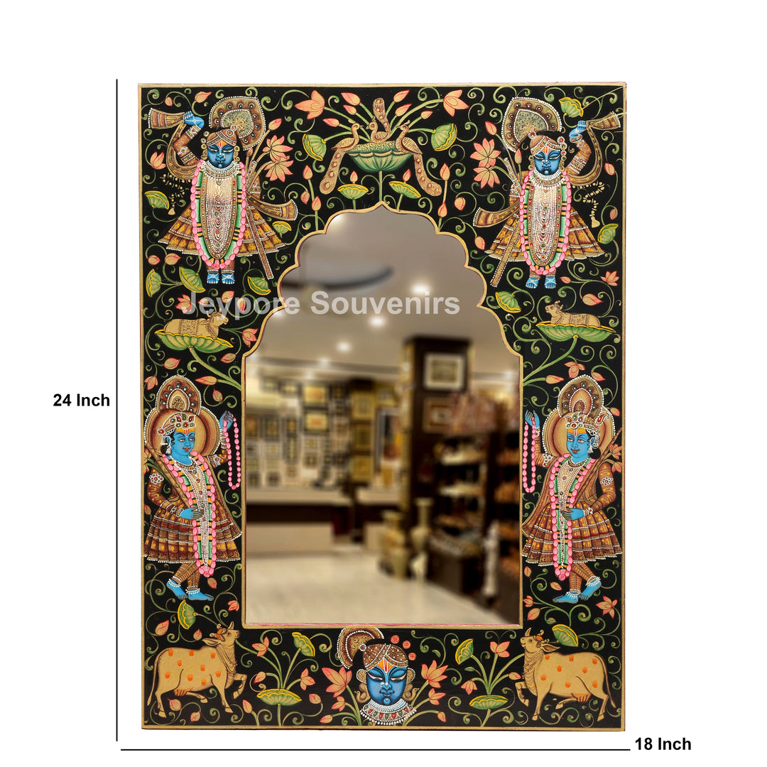 Handcrafted Pichwai Shrinath Ji Mirror Frame Wall Décor