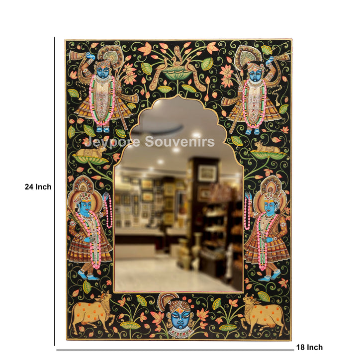 Handcrafted Pichwai Shrinath Ji Mirror Frame Wall Décor