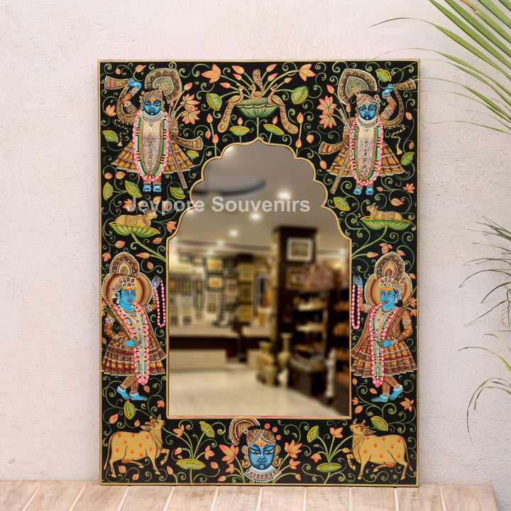 Handcrafted Pichwai Shrinath Ji Mirror Frame Wall Décor