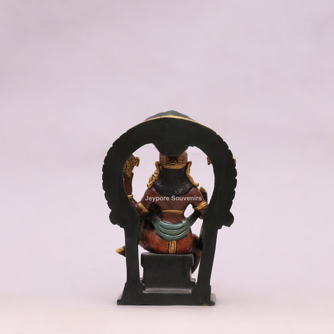 9" Handcrafted Brass Lakshmi Narasimha Statue with Hand-Painted Finish