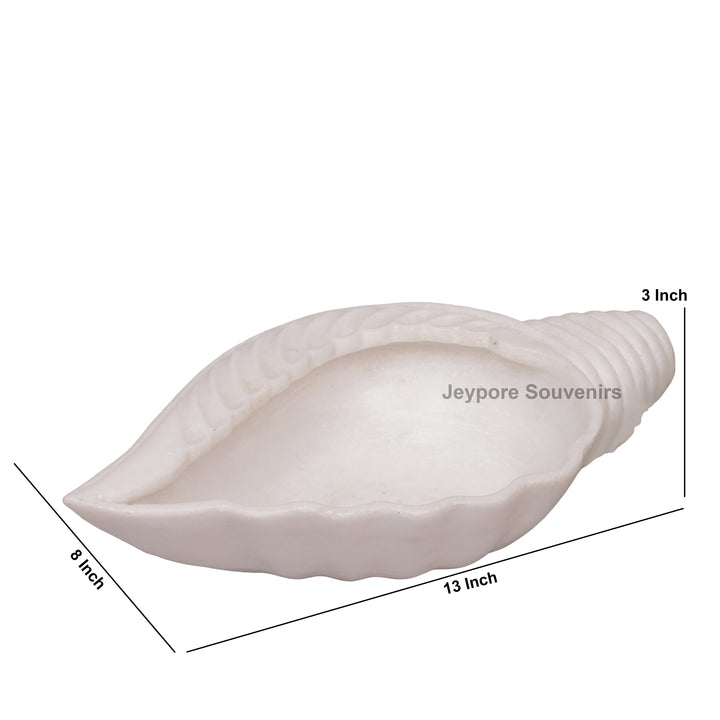 Hand-Carved White Marble Conch Shell Decorative Urli Bowl