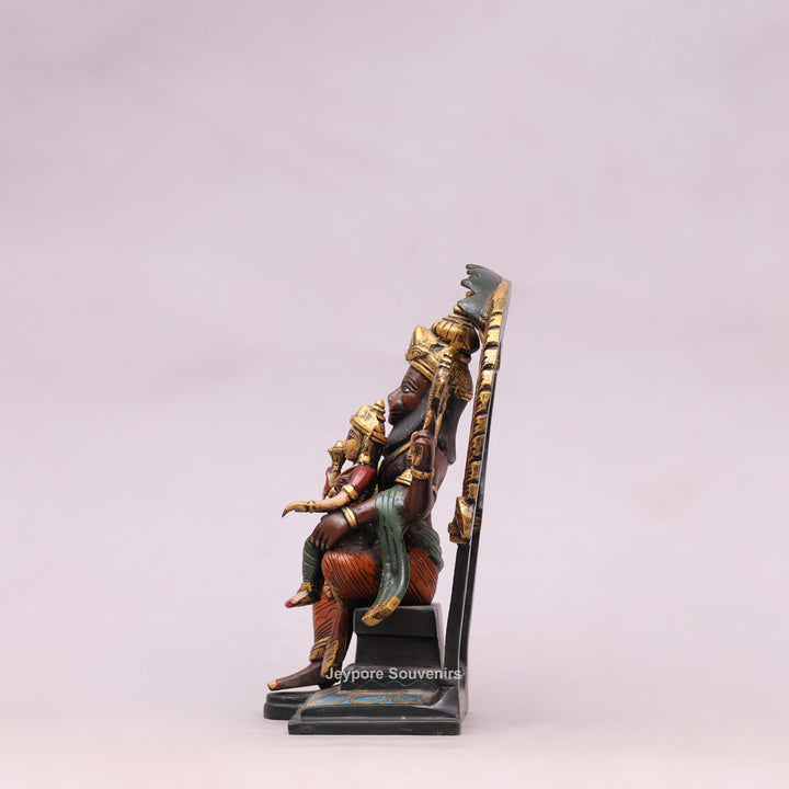 9" Handcrafted Brass Lakshmi Narasimha Statue with Hand-Painted Finish