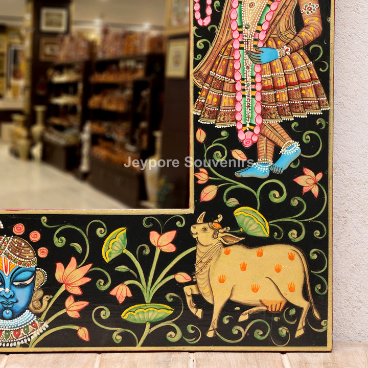 Handcrafted Pichwai Shrinath Ji Mirror Frame Wall Décor