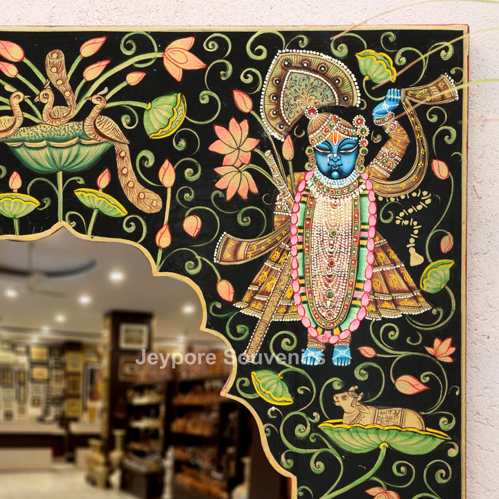 Handcrafted Pichwai Shrinath Ji Mirror Frame Wall Décor