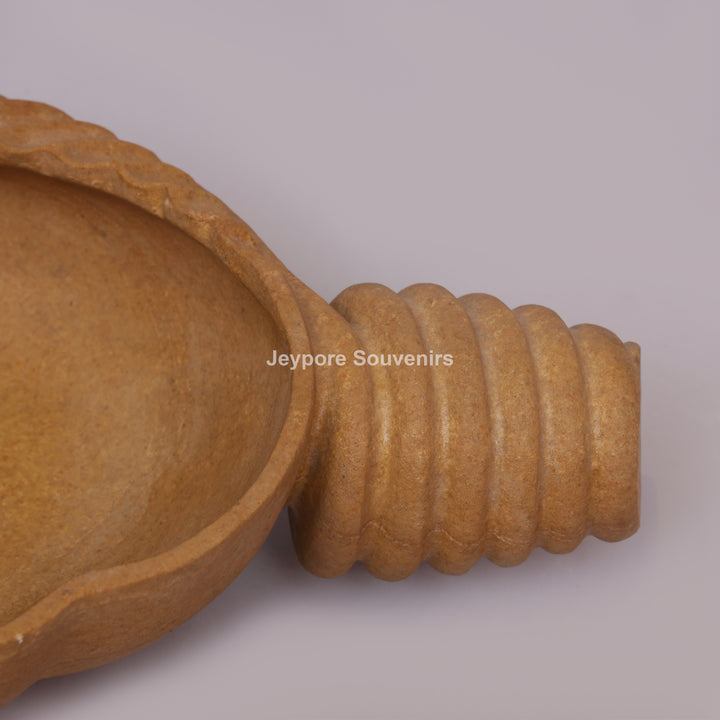 Hand-Carved Brown Marble Conch Shell Urli Bowl