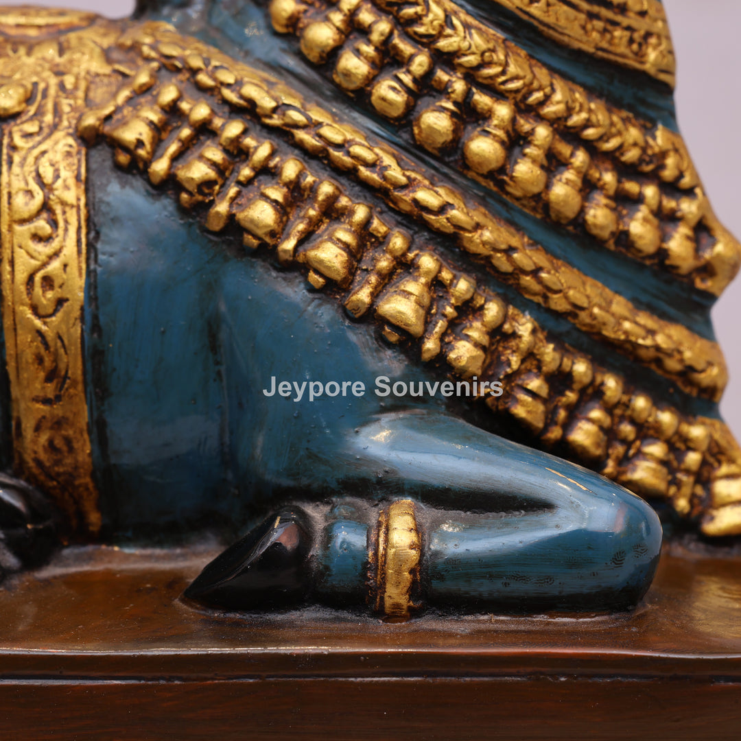 9" Handcrafted Brass Nandi Bull Statue with Hand-Painted Finish