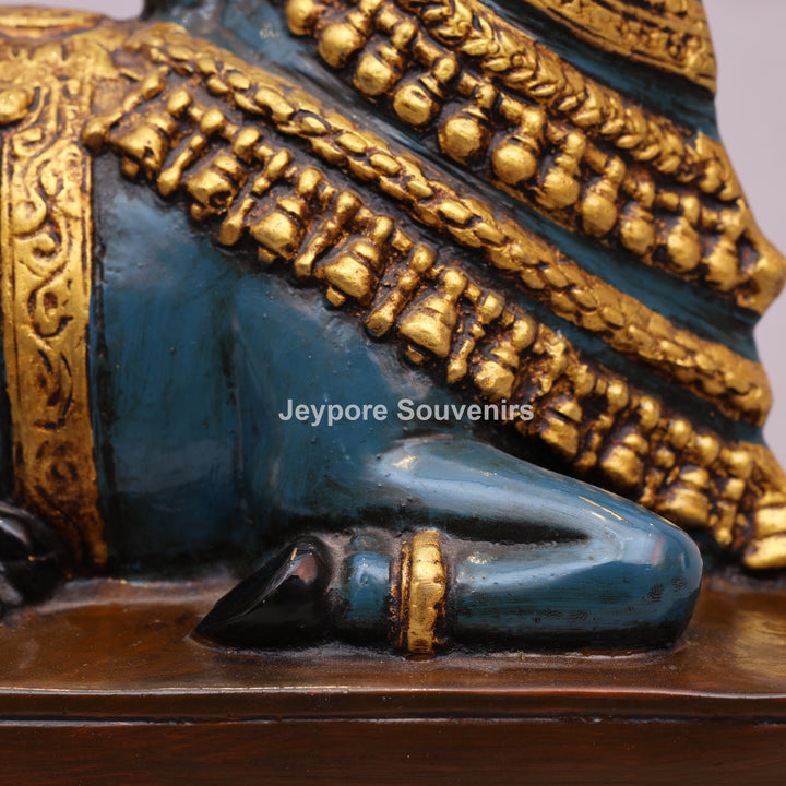 9" Handcrafted Brass Nandi Bull Statue with Hand-Painted Finish