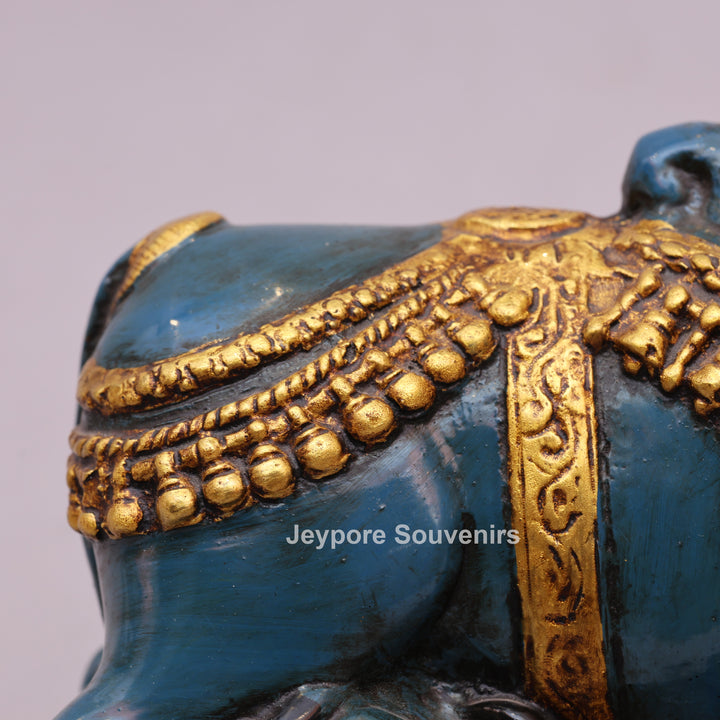 9" Handcrafted Brass Nandi Bull Statue with Hand-Painted Finish
