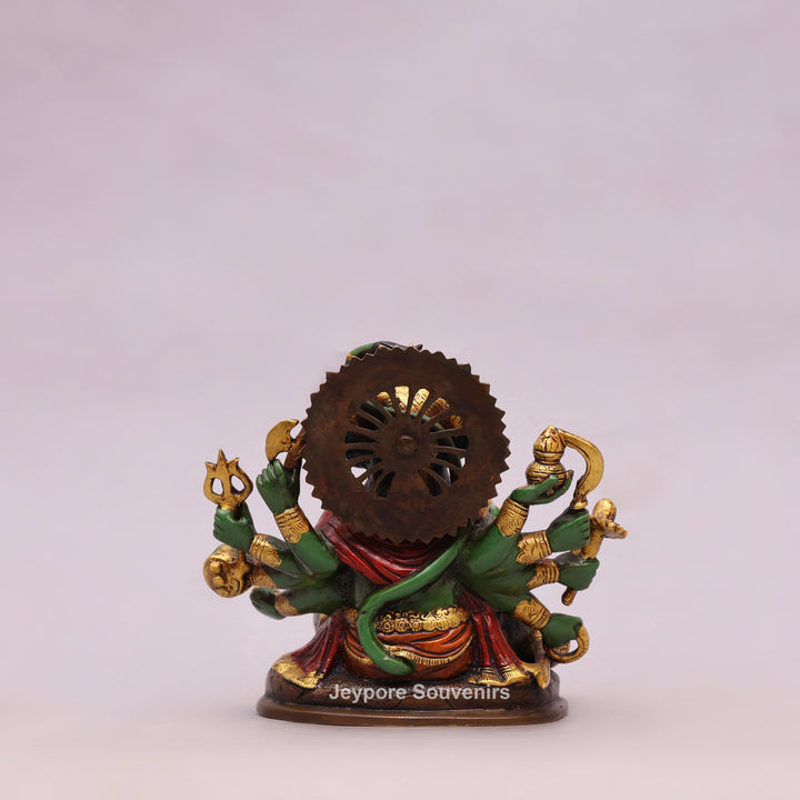 9" Handcrafted Brass Panchmukhi Hanuman Statue with Hand-Painted Finish