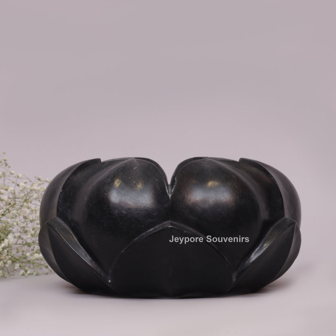 Black Marble Lotus Flower Bowl Decorative Centerpiece
