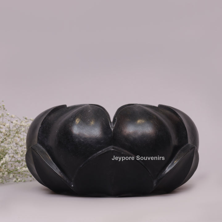 Black Marble Lotus Flower Bowl Decorative Centerpiece