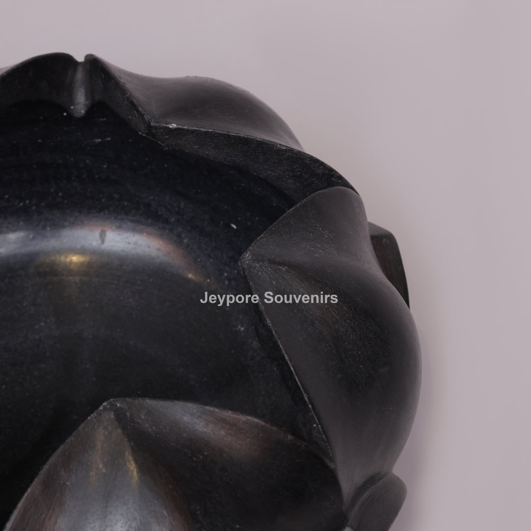 Black Marble Lotus Flower Bowl Decorative Centerpiece