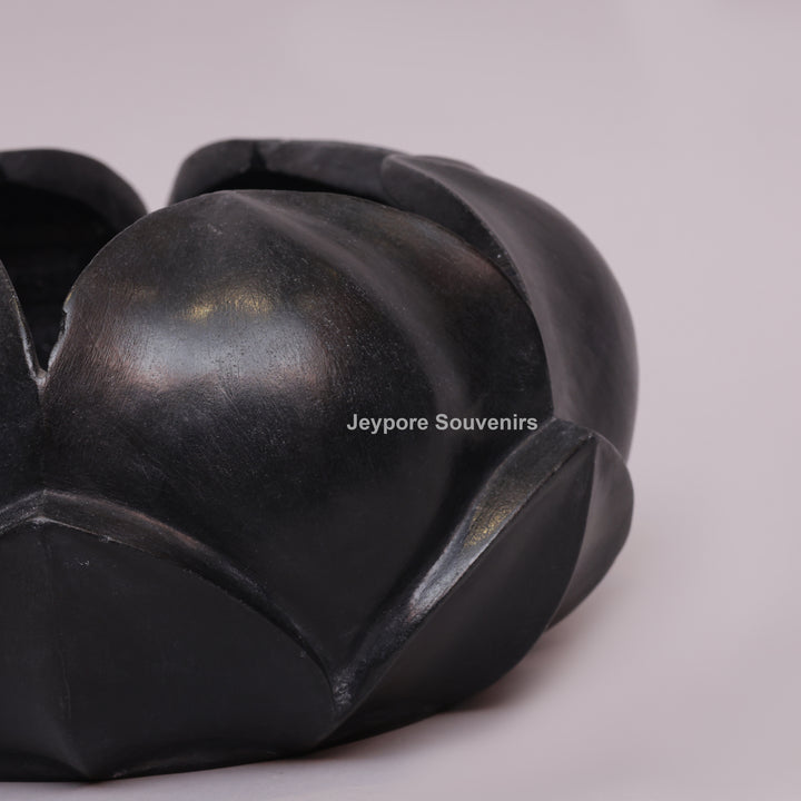 Black Marble Lotus Flower Bowl Decorative Centerpiece
