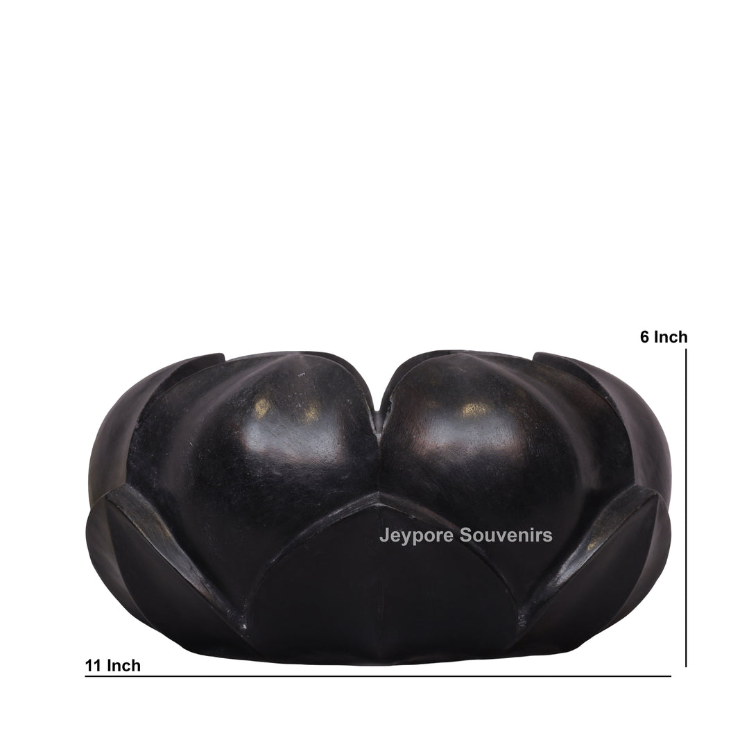 Black Marble Lotus Flower Bowl Decorative Centerpiece