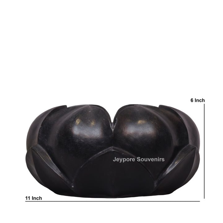 Black Marble Lotus Flower Bowl Decorative Centerpiece