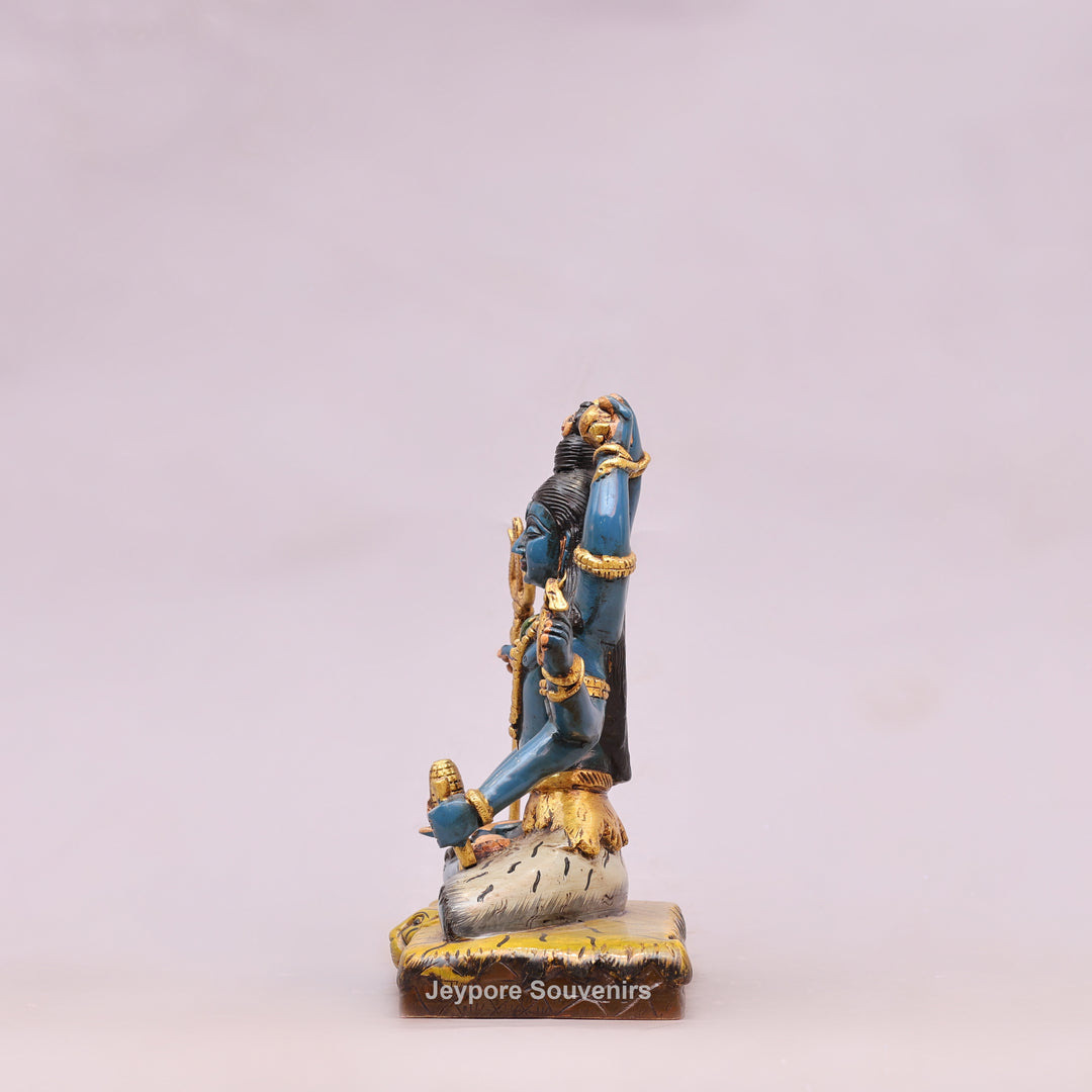 10" Handcrafted Brass Lord Shiva Statue with Hand-Painted Finish
