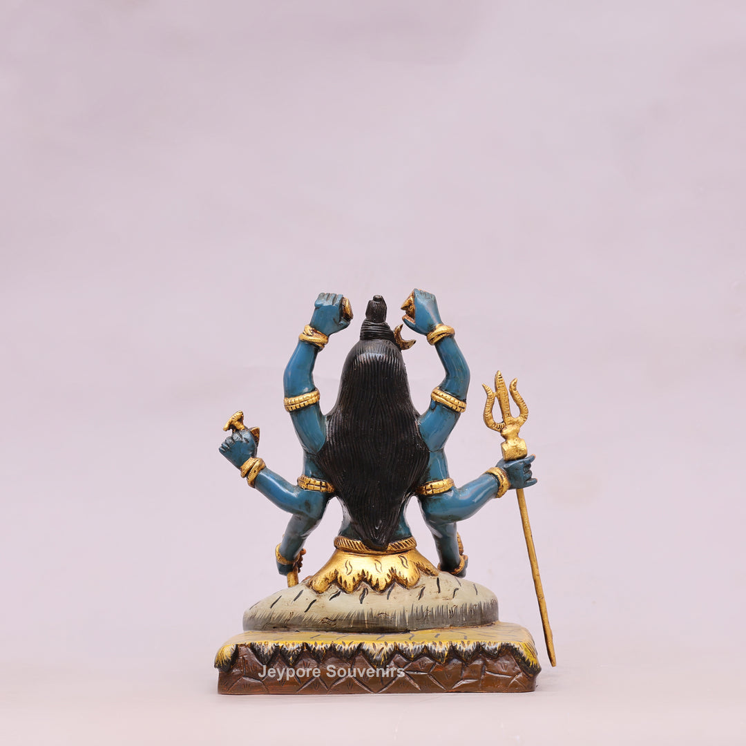 10" Handcrafted Brass Lord Shiva Statue with Hand-Painted Finish