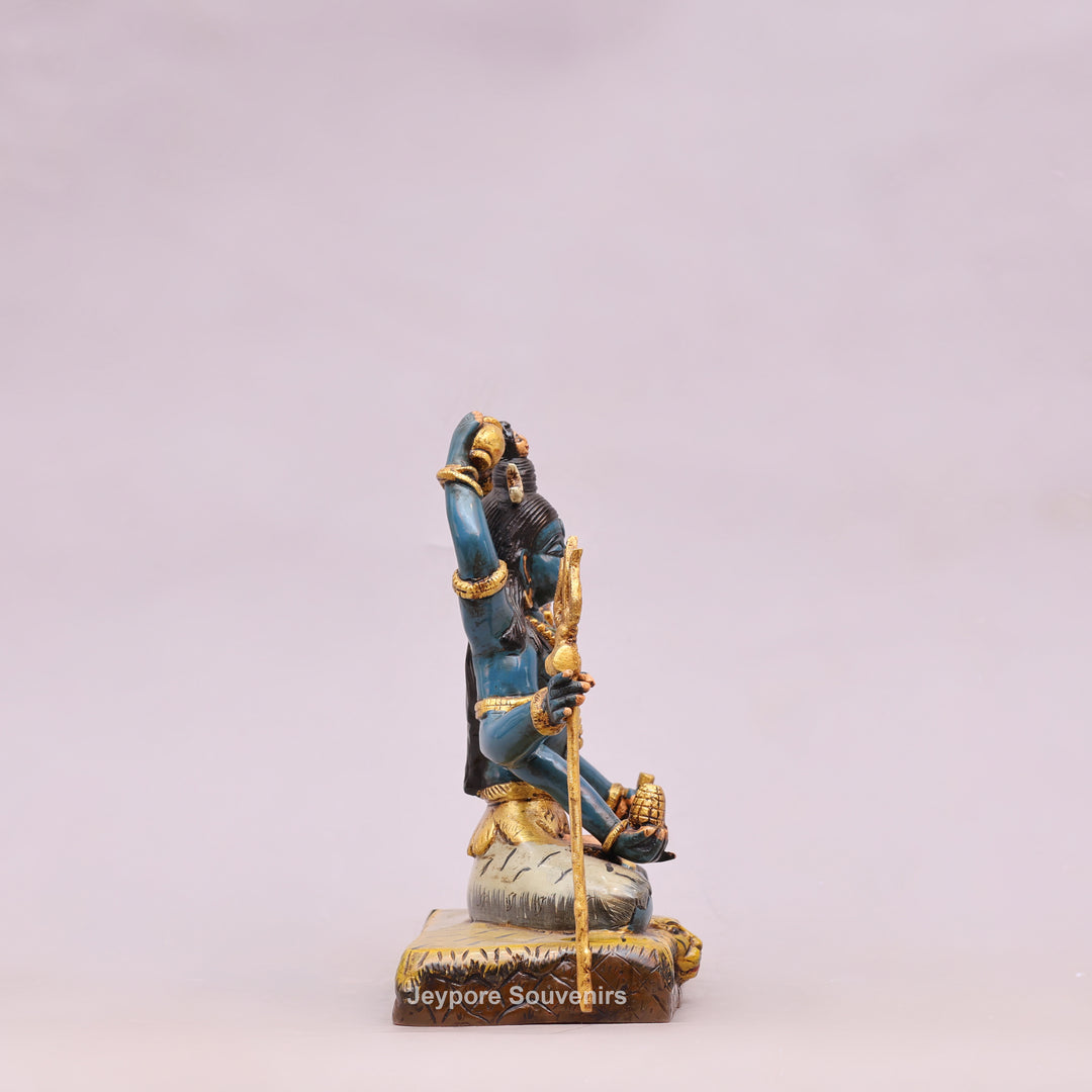 10" Handcrafted Brass Lord Shiva Statue with Hand-Painted Finish