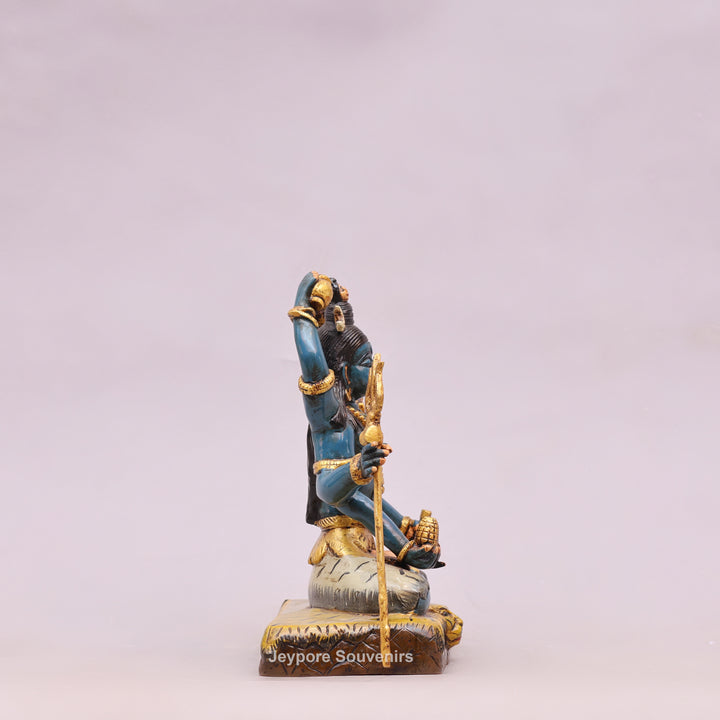 10" Handcrafted Brass Lord Shiva Statue with Hand-Painted Finish
