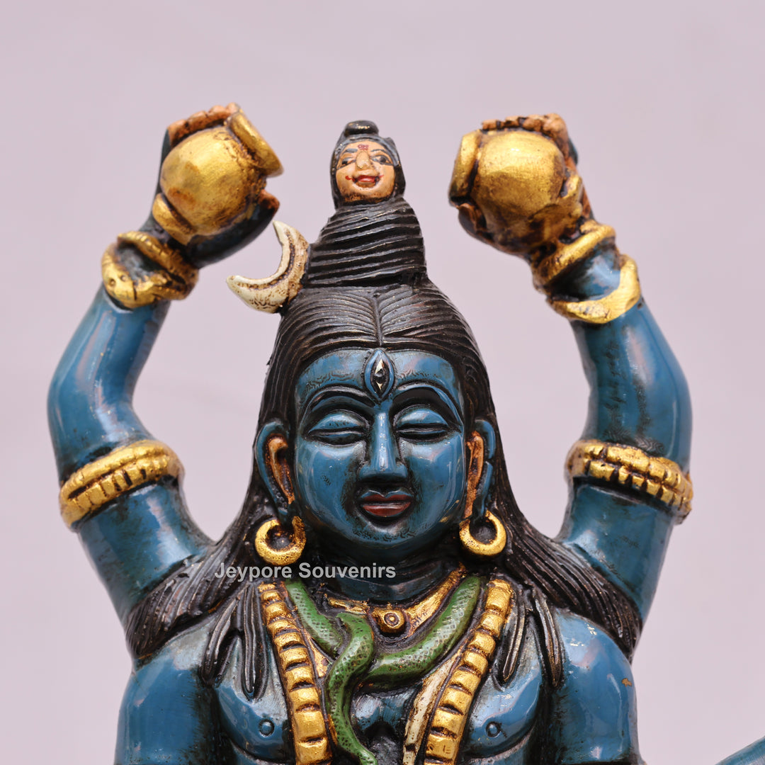 10" Handcrafted Brass Lord Shiva Statue with Hand-Painted Finish