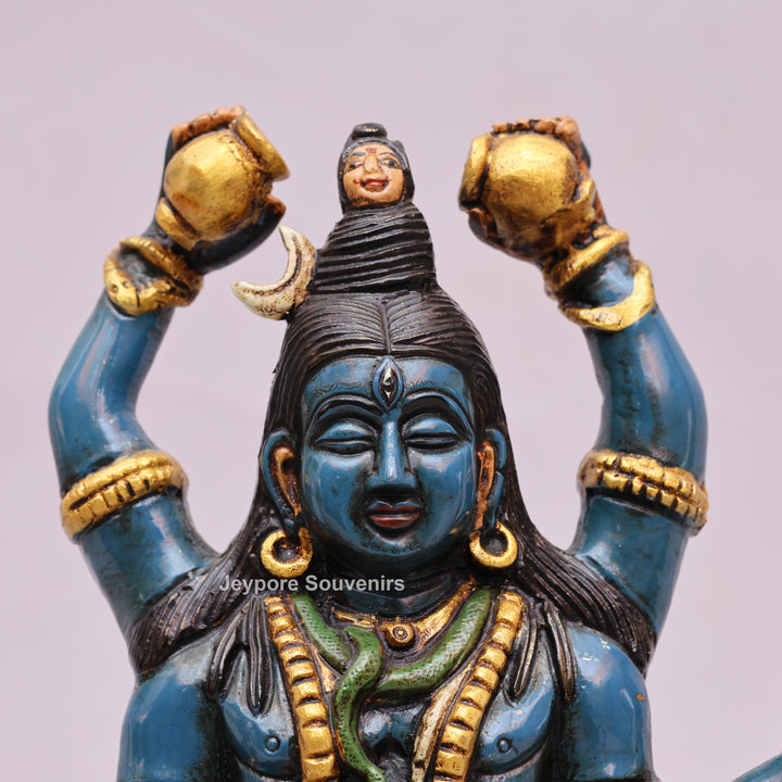 10" Handcrafted Brass Lord Shiva Statue with Hand-Painted Finish