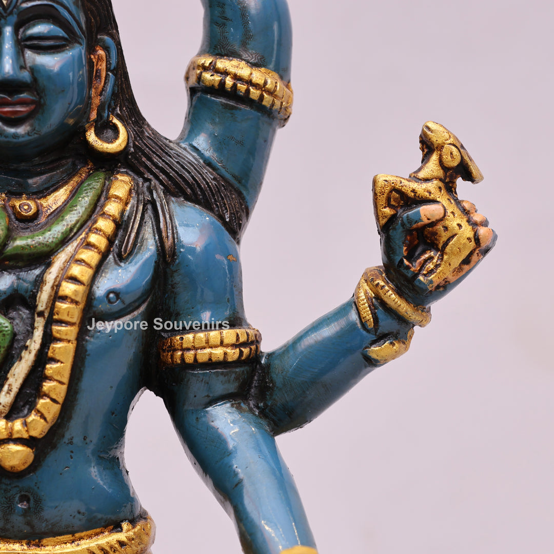 10" Handcrafted Brass Lord Shiva Statue with Hand-Painted Finish