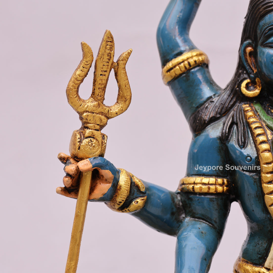 10" Handcrafted Brass Lord Shiva Statue with Hand-Painted Finish