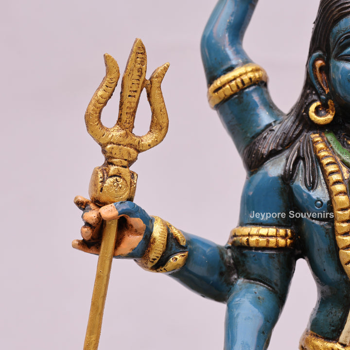 10" Handcrafted Brass Lord Shiva Statue with Hand-Painted Finish