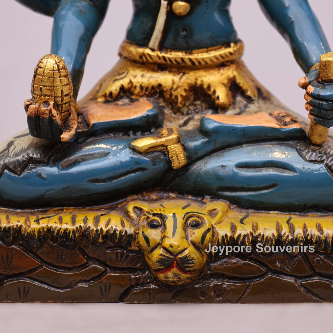 10" Handcrafted Brass Lord Shiva Statue with Hand-Painted Finish