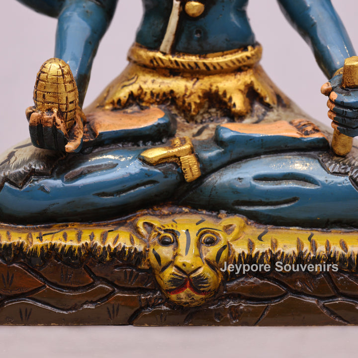 10" Handcrafted Brass Lord Shiva Statue with Hand-Painted Finish
