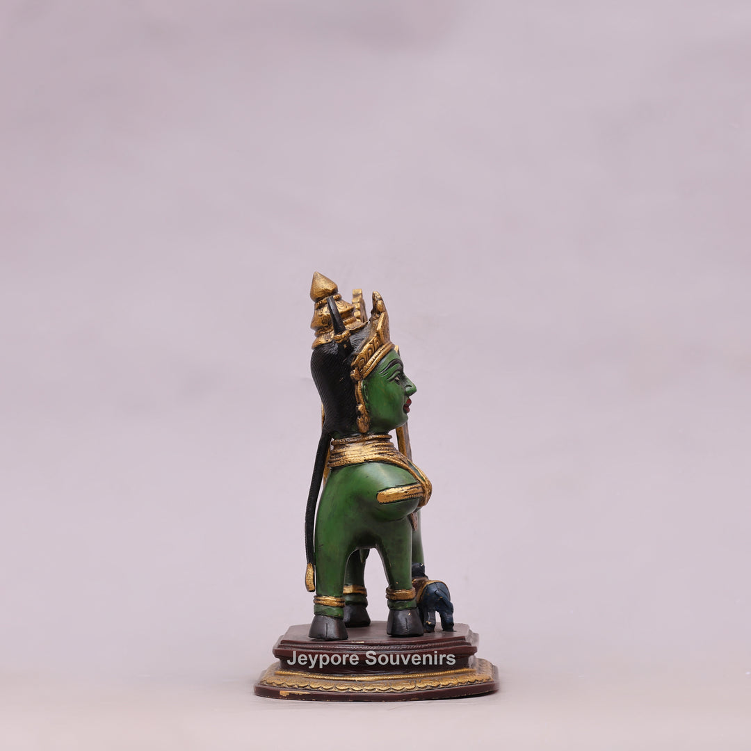 10" Handcrafted Brass Kamdhenu Cow with Calf Statue