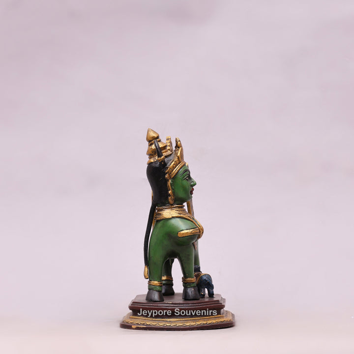 10" Handcrafted Brass Kamdhenu Cow with Calf Statue