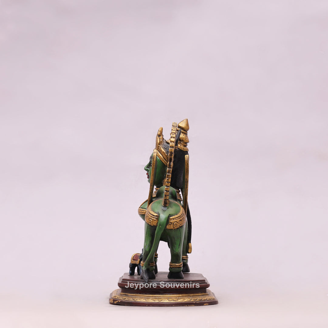 10" Handcrafted Brass Kamdhenu Cow with Calf Statue