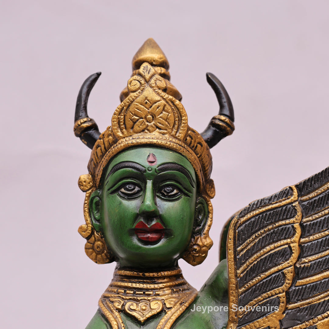 10" Handcrafted Brass Kamdhenu Cow with Calf Statue
