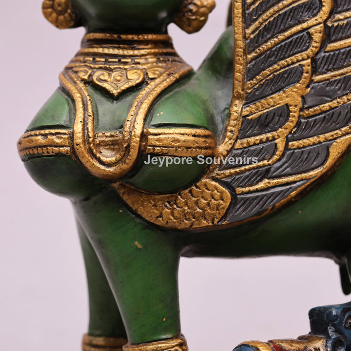 10" Handcrafted Brass Kamdhenu Cow with Calf Statue