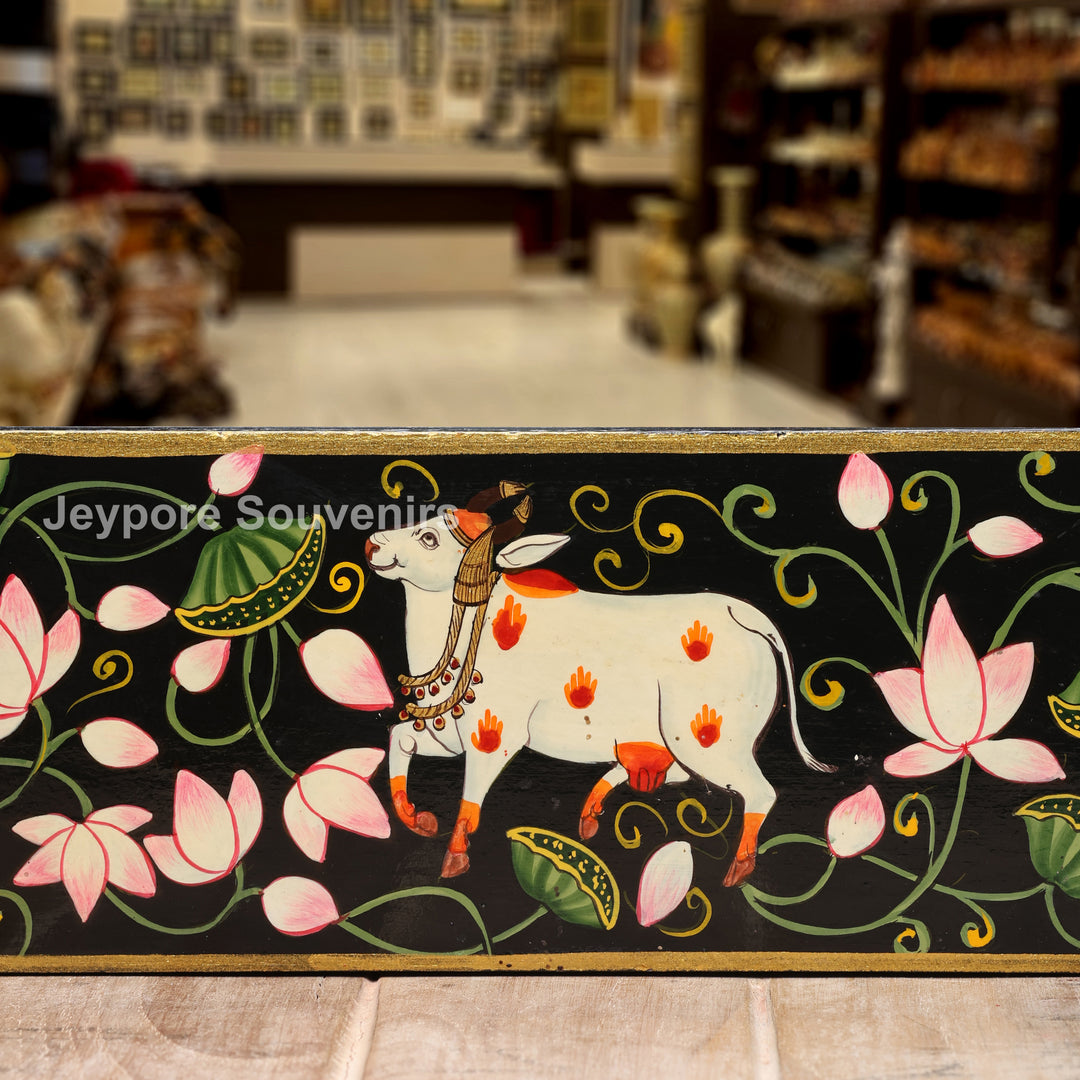 Radha Krishna Hand-Painted Pichwai Style Wall Mirror Frame