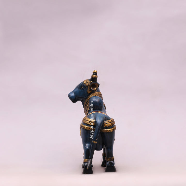 10" Handcrafted Brass Nandi Bull Idol with Hand-Painted Finish