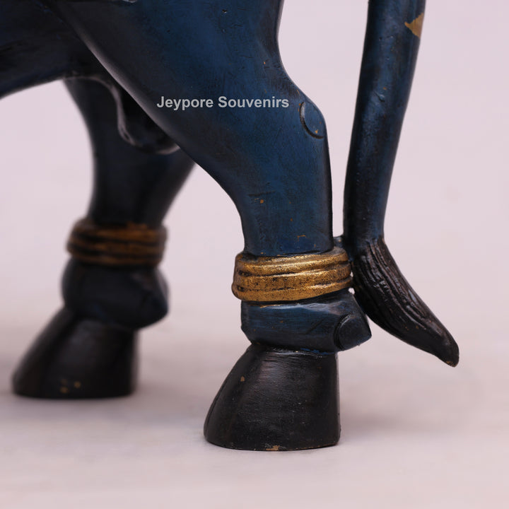 10" Handcrafted Brass Nandi Bull Idol with Hand-Painted Finish