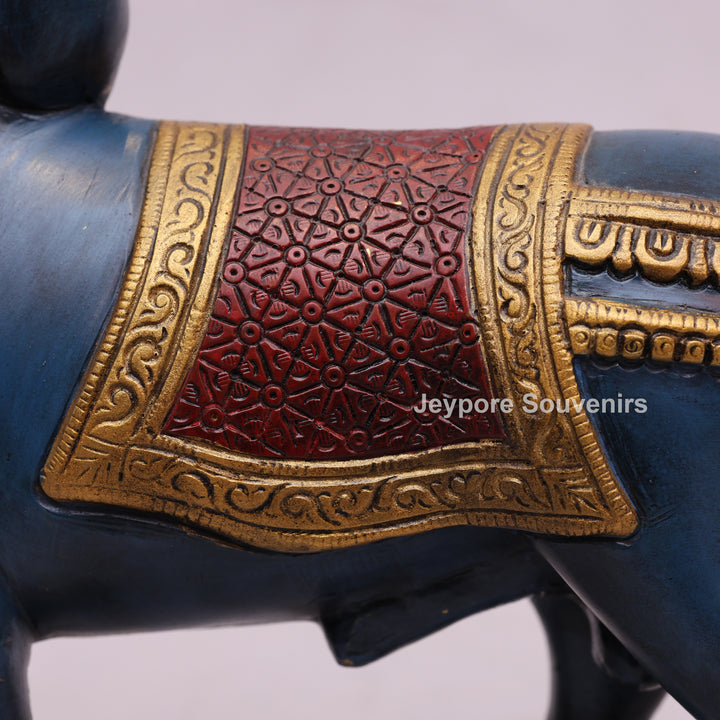10" Handcrafted Brass Nandi Bull Idol with Hand-Painted Finish