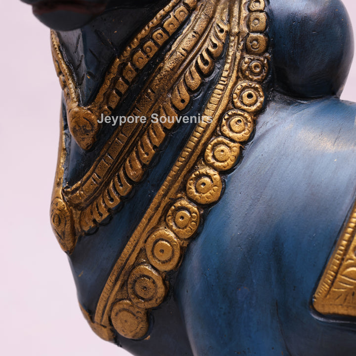 10" Handcrafted Brass Nandi Bull Idol with Hand-Painted Finish