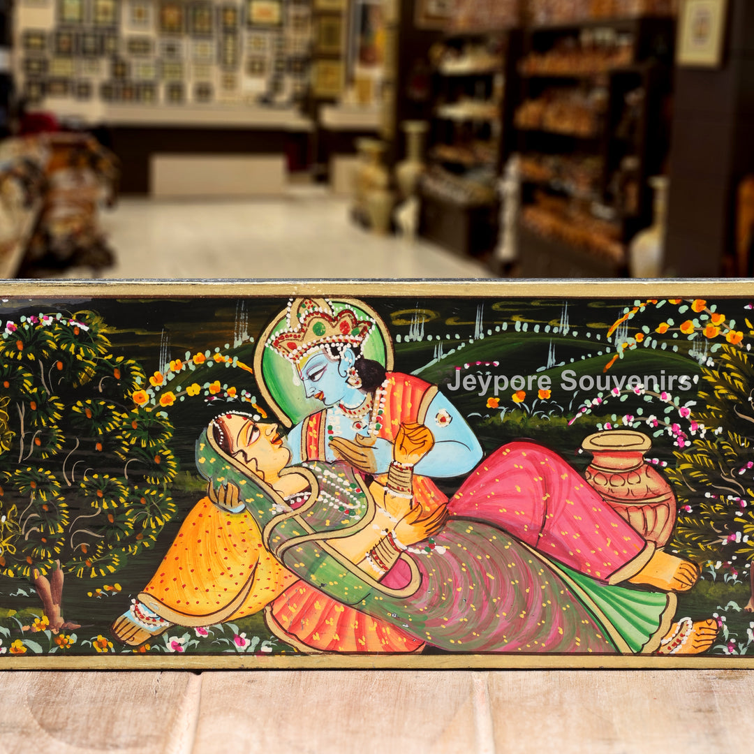 Hand-Painted Radha Krishna Pichwai Wall Mirror Frame