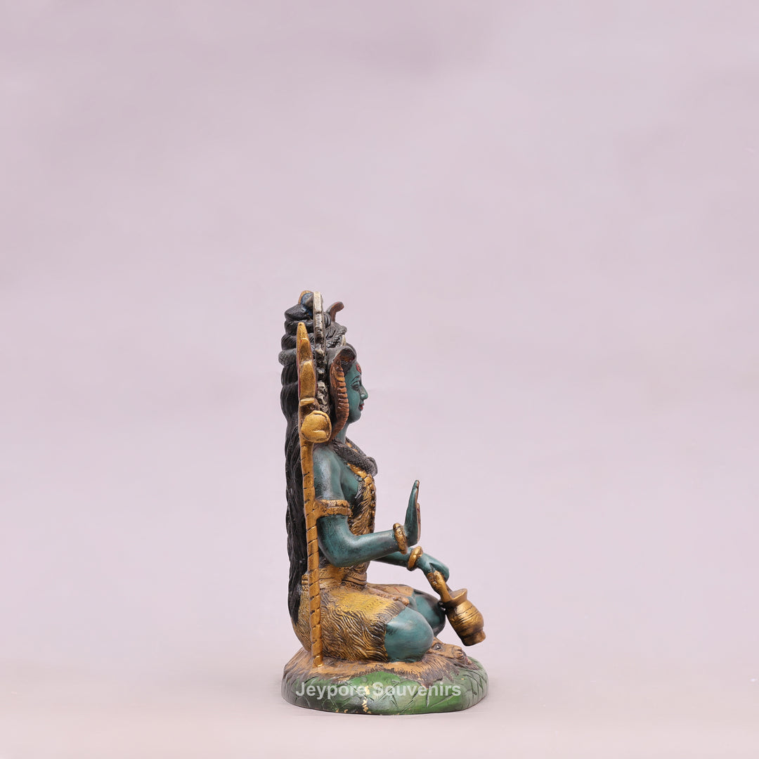 10" Handcrafted Brass Lord Shiva Idol with Hand-Painted Finish