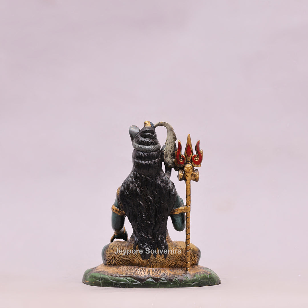 10" Handcrafted Brass Lord Shiva Idol with Hand-Painted Finish