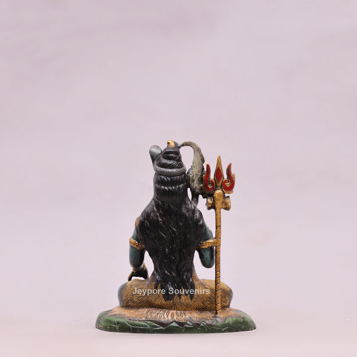 10" Handcrafted Brass Lord Shiva Idol with Hand-Painted Finish