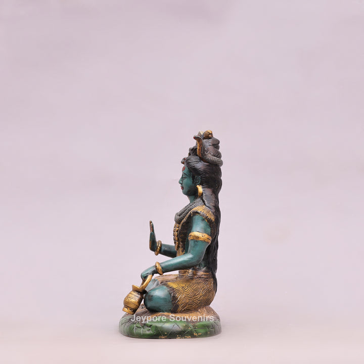 10" Handcrafted Brass Lord Shiva Idol with Hand-Painted Finish