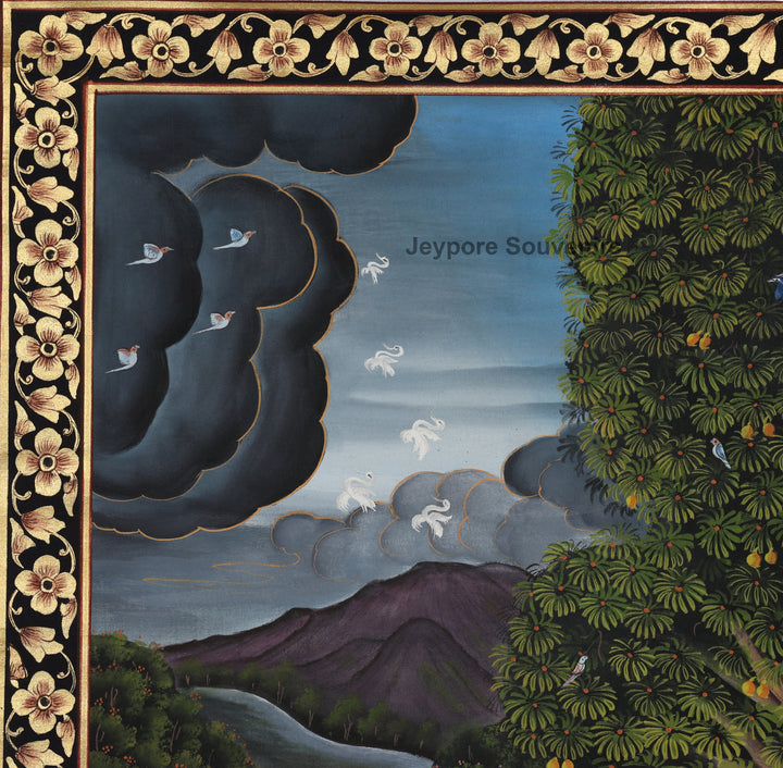 Divine Radha Krishna in Lush Vrindavan - Painting